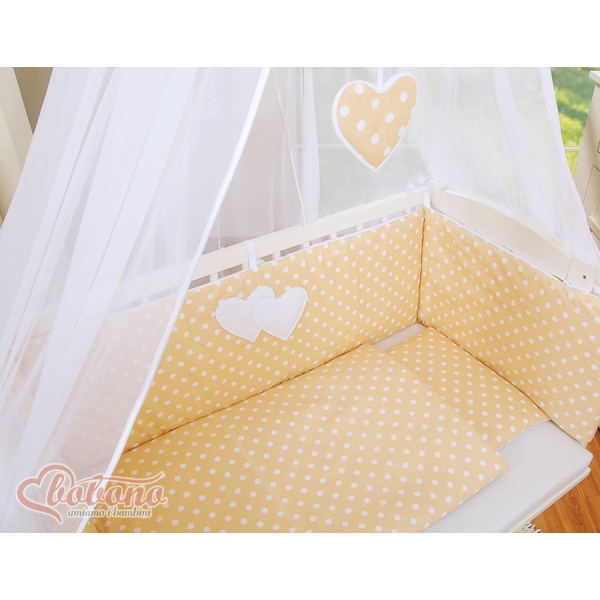 Lit de Cododo avec Textile Complet Beige à Pois Cœurs