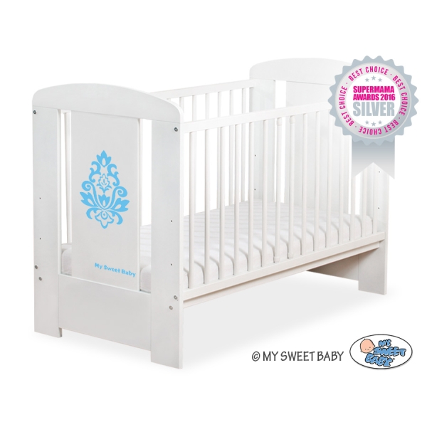 Lit pour Bébé 120x60 Blanc Bleu Glamour