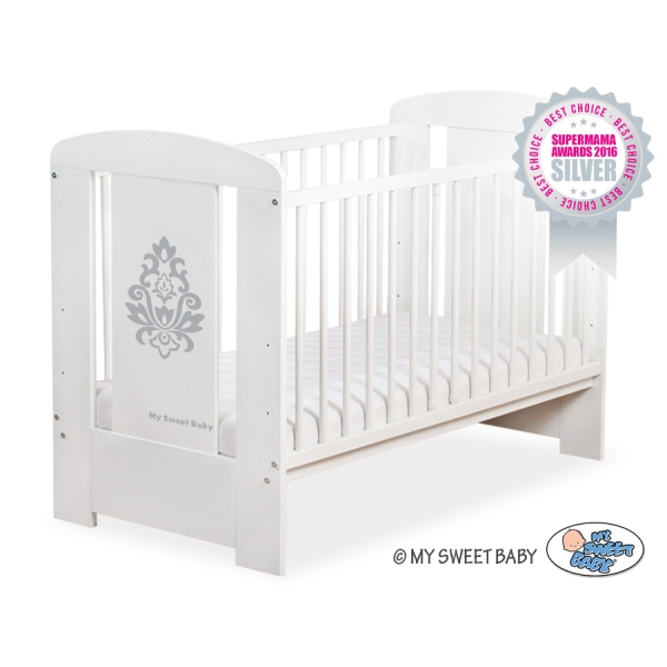 Lit pour Bébé 120x60 cm Blanc Gris Glamour