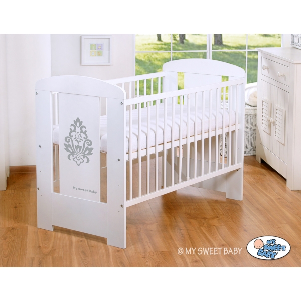 Lit pour Bébé 120x60 cm Blanc Gris Glamour
