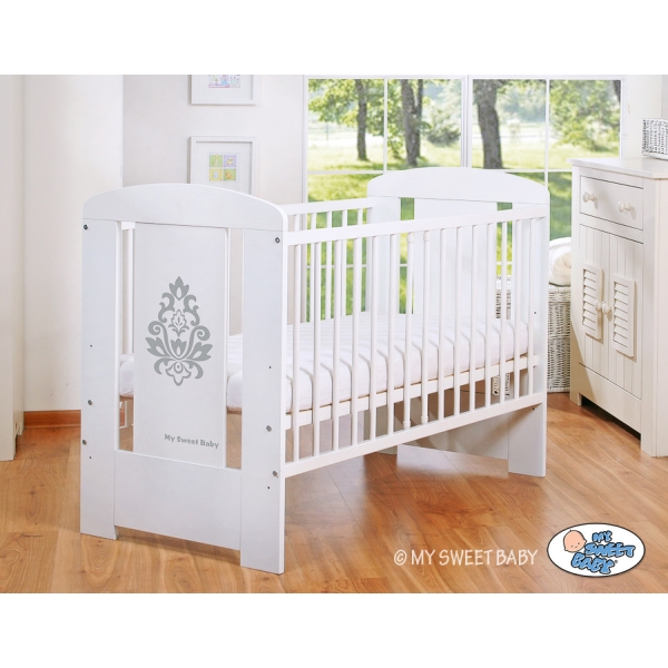 Lit pour Bébé 120x60 cm Blanc Gris Glamour
