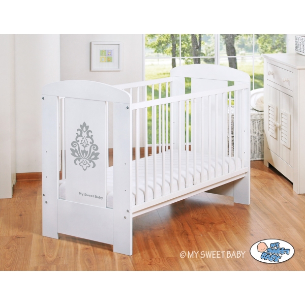 Lit pour Bébé 120x60 cm Blanc Gris Glamour