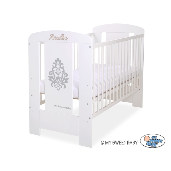 Lit pour Bébé 120x60 cm Blanc Gris Glamour
