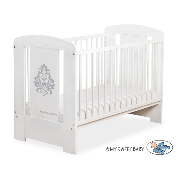 Lit pour Bébé 120x60 cm Blanc Gris Glamour