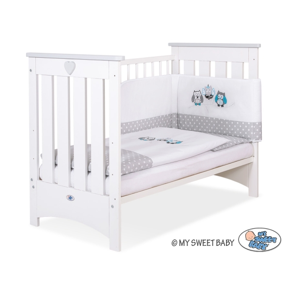 Lit pour Bébé 120x60 cm Lorenzo Blanc Gris