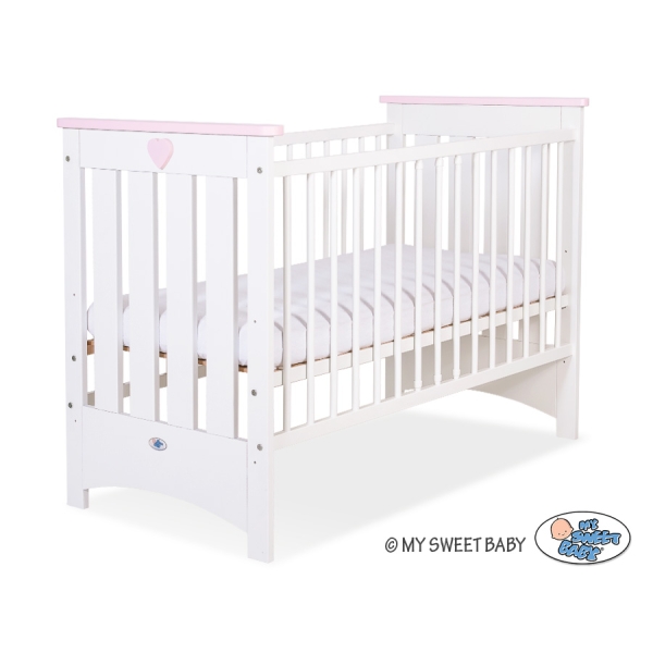 Lit pour Bébé 120x60 cm Lorenzo Rose Blanc