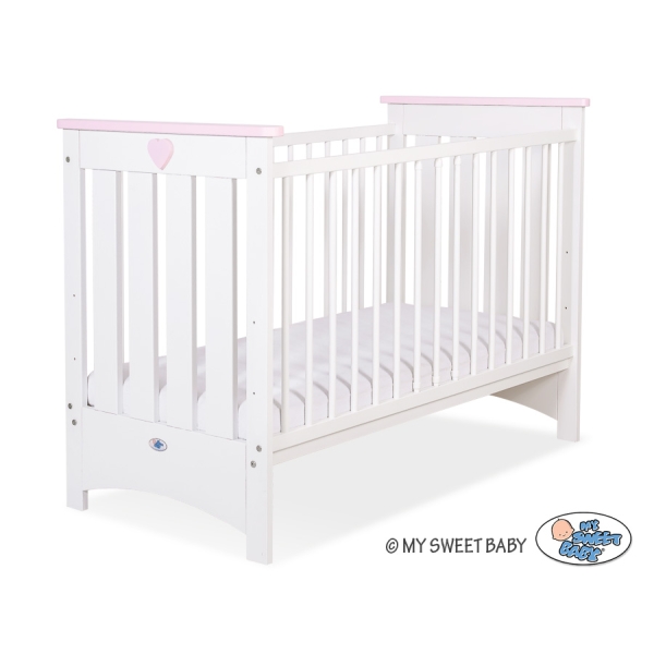 Lit pour Bébé 120x60 cm Lorenzo Rose Blanc
