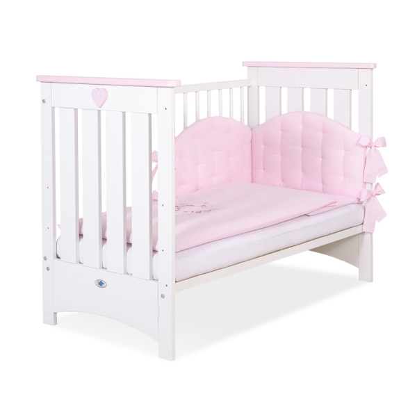 Lit pour Bébé 120x60 cm Lorenzo Rose Blanc