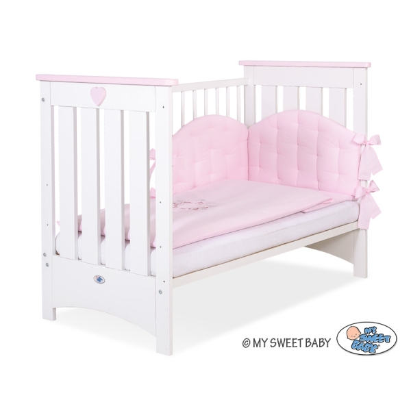 Lit pour Bébé 120x60 cm Lorenzo Rose Blanc