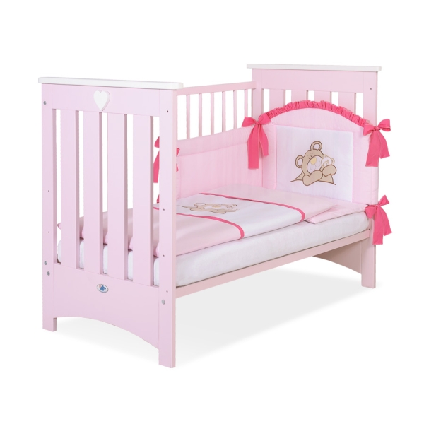 Lit pour Bébé 120x60 cm Lorenzo Rose Rose pour Fille