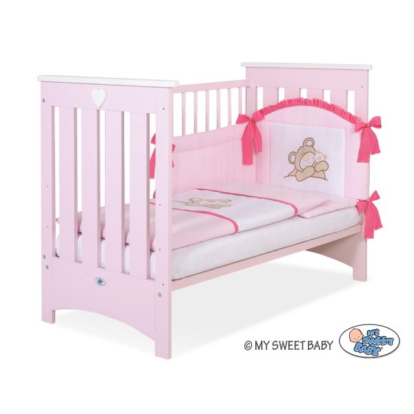 Lit pour Bébé 120x60 cm Lorenzo Rose Rose pour Fille