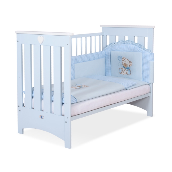 Lit pour Bébé a Barreaux 120x60 cm Lorenzo Bleu
