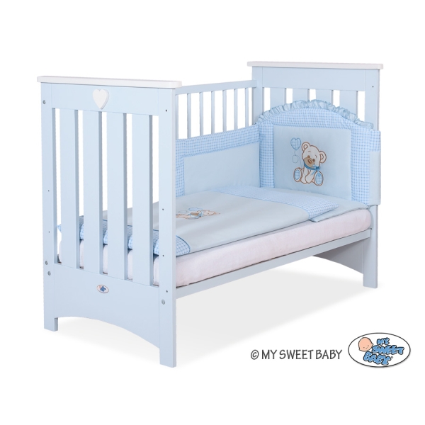 Lit pour Bébé a Barreaux 120x60 cm Lorenzo Bleu