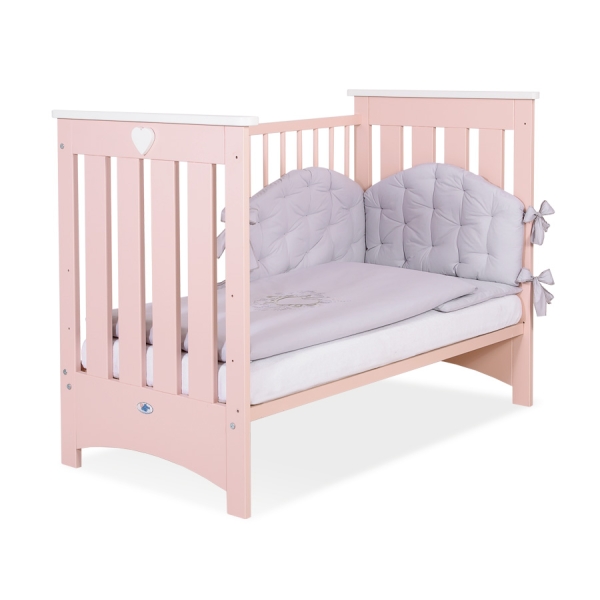 Lit pour Bébé a Barreaux 120x60 cm Lorenzo Rose Poudré pour Fille
