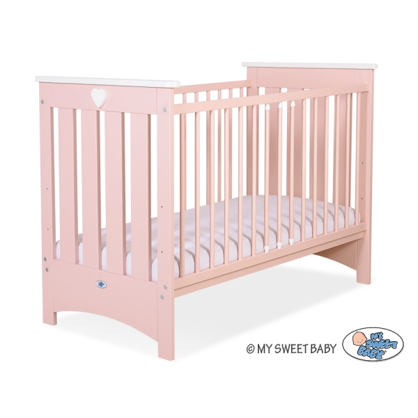 Lit pour Bébé a Barreaux 120x60 cm Lorenzo Rose Poudré pour Fille