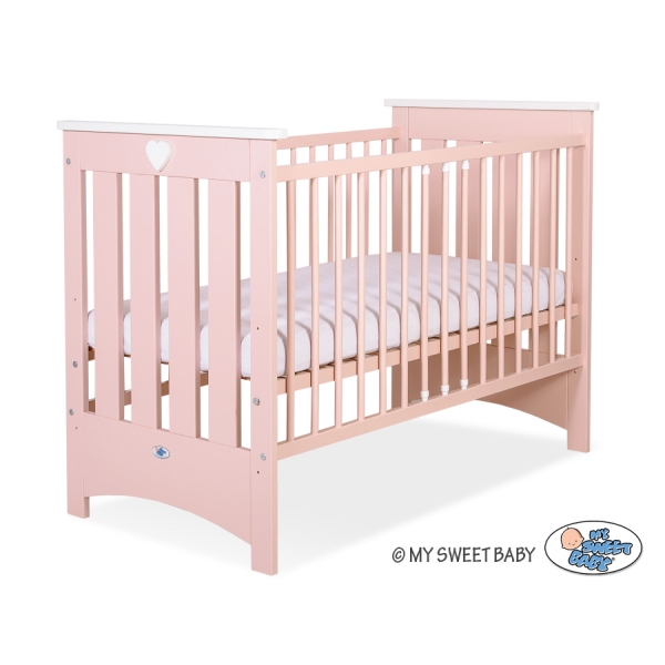 Lit pour Bébé a Barreaux 120x60 cm Lorenzo Rose Poudré pour Fille