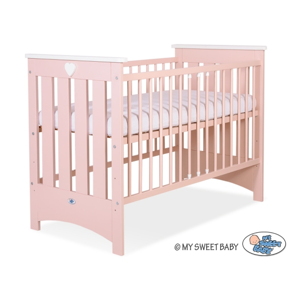 Lit pour Bébé a Barreaux 120x60 cm Lorenzo Rose Poudré pour Fille
