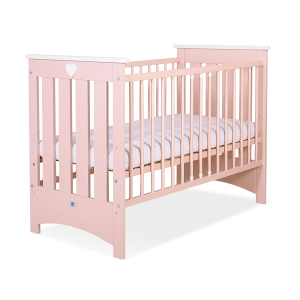 Lit pour Bébé a Barreaux 120x60 cm Lorenzo Rose Poudré pour Fille