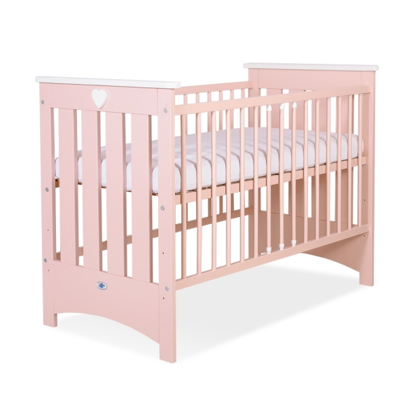 Lit pour Bébé a Barreaux 120x60 cm Lorenzo Rose Poudré pour Fille