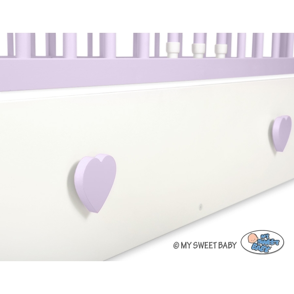 Lit pour Bébé a Barreaux 60x120 cm avec Tiroir Lorenzo Maxi Blanc Lila