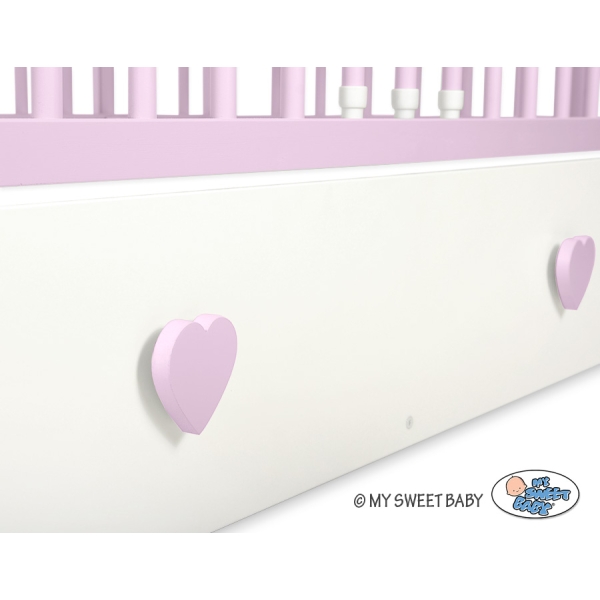 Lit pour Bébé a Barreaux 60x120 cm avec Tiroir Lorenzo Maxi Rose Blanc