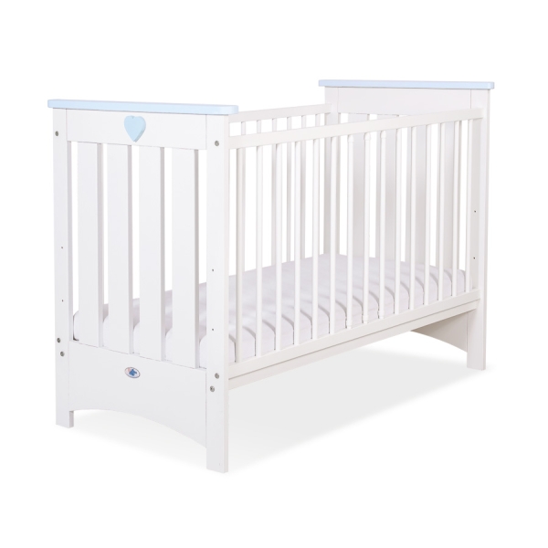 Lit pour Bébé a Barreaux 60x120 cm Lorenzo Blanc Bleu
