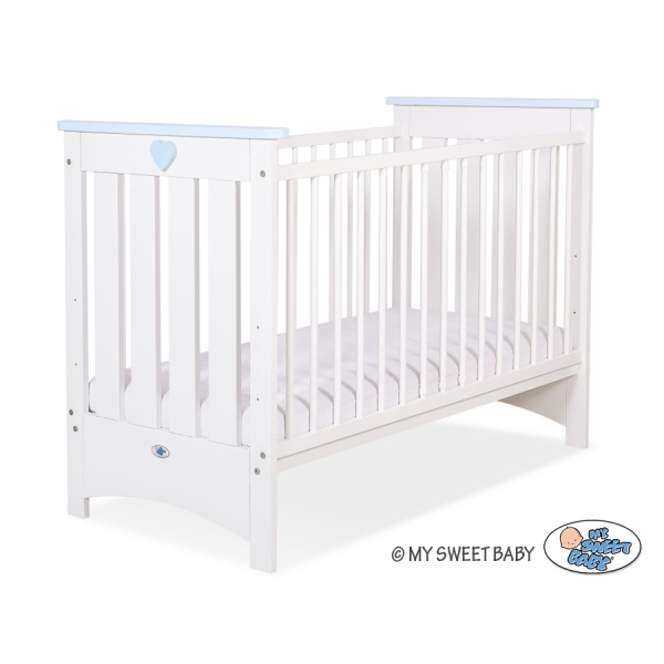 Lit pour Bébé a Barreaux 60x120 cm Lorenzo Blanc Bleu