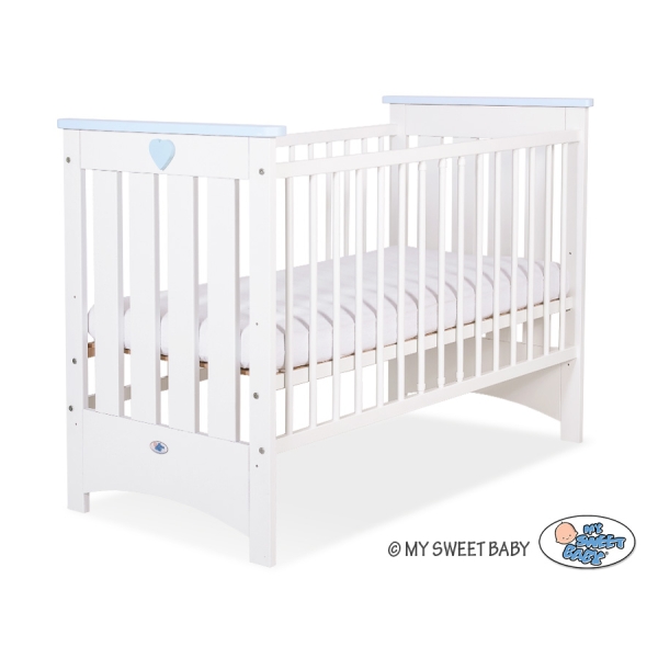 Lit pour Bébé a Barreaux 60x120 cm Lorenzo Blanc Bleu