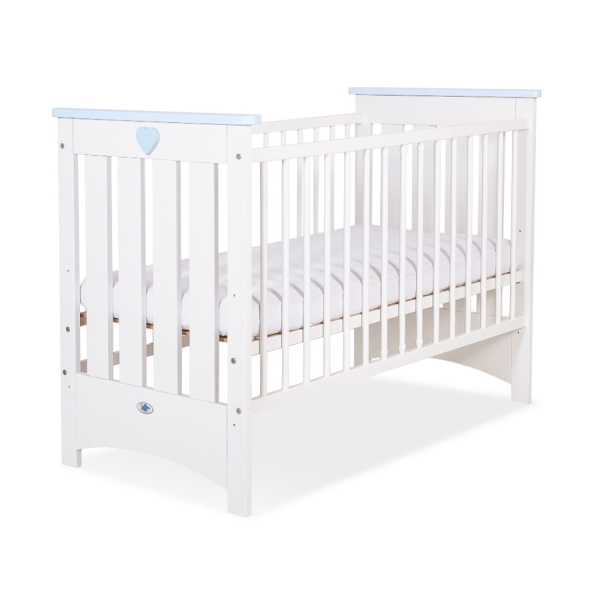 Lit pour Bébé a Barreaux 60x120 cm Lorenzo Blanc Bleu