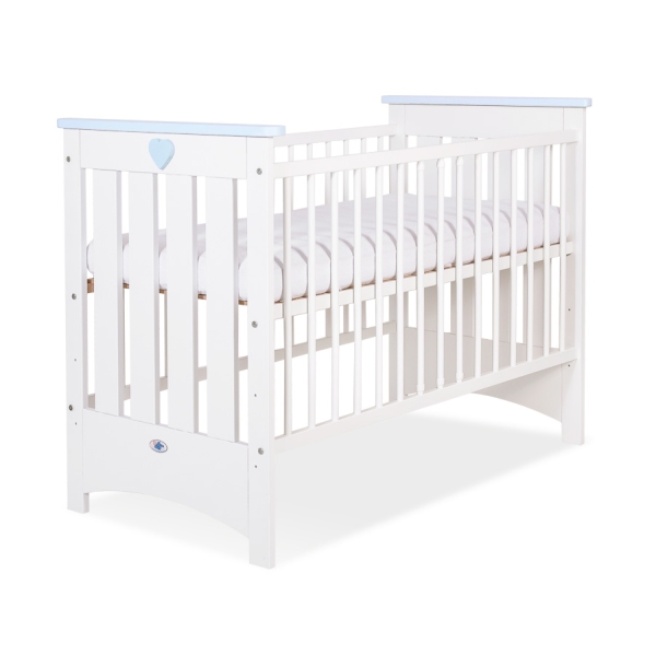 Lit pour Bébé a Barreaux 60x120 cm Lorenzo Blanc Bleu
