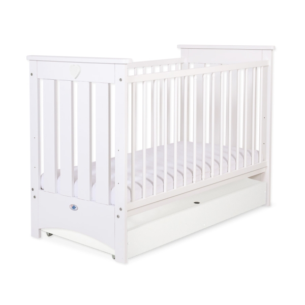 Lit pour Bébé a Barreaux avec Tiroir 120x60 cm Lorenzo Standard Blanc