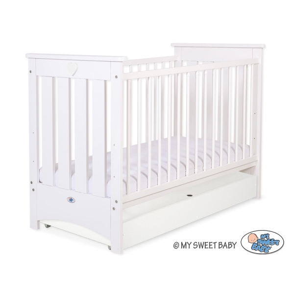 Lit pour Bébé a Barreaux avec Tiroir 120x60 cm Lorenzo Standard Blanc