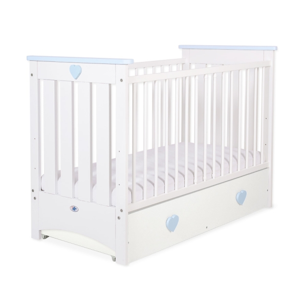 Lit pour Bébé avec Tiroir 120x60 cm Lorenzo Maxi Blanc Bleu