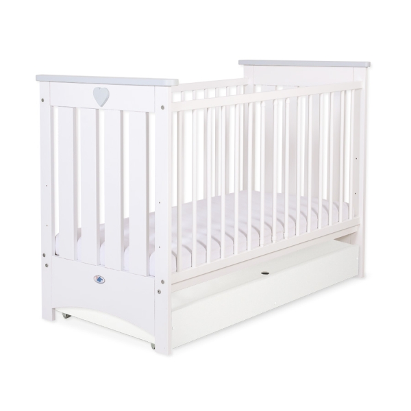 Lit pour Bébé avec Tiroir 120x60 cm Lorenzo Standard Blanc Gris