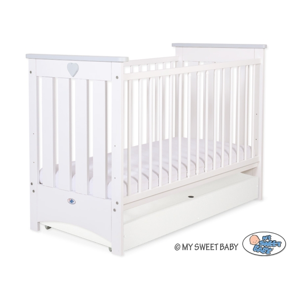 Lit pour Bébé avec Tiroir 120x60 cm Lorenzo Standard Blanc Gris