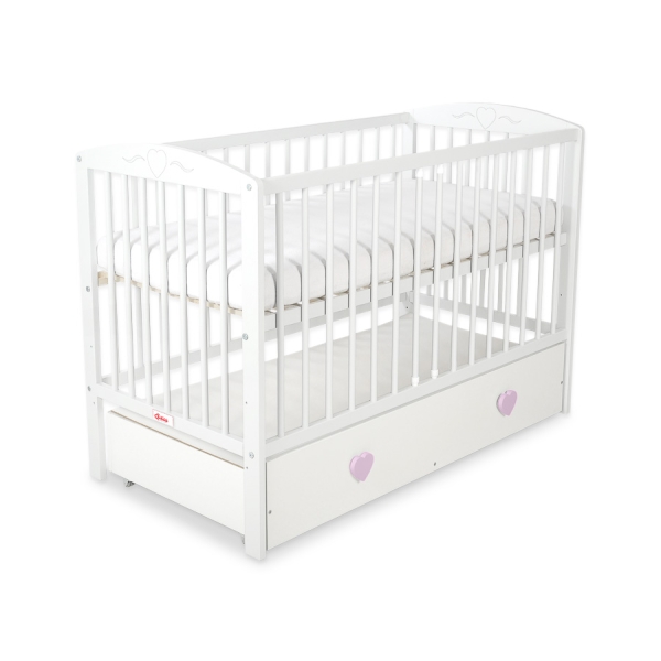 Lit pour Bébé avec Tiroir 120x60 cm Maxi Cœurs