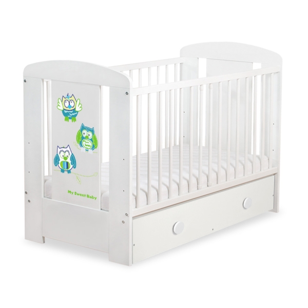 Lit pour Bébé avec Tiroir 120x60 cm Maxi Hiboux