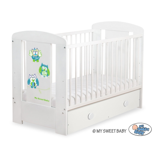 Lit pour Bébé avec Tiroir 120x60 cm Maxi Hiboux