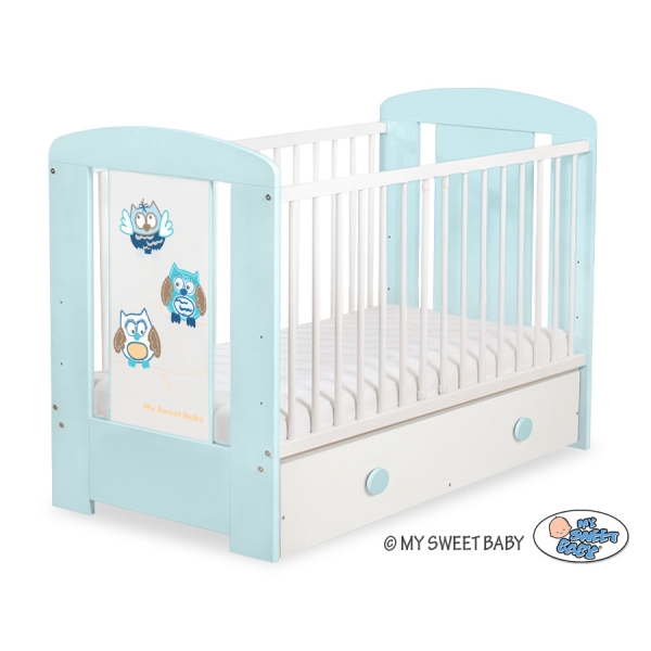 Lit pour Bébé avec Tiroir 120x60 cm Maxi Hiboux