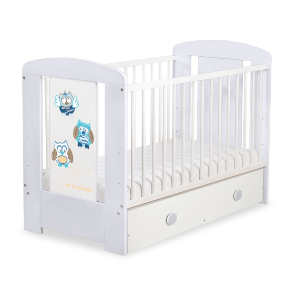 Lit pour Bébé avec Tiroir 120x60 cm Maxi Hiboux