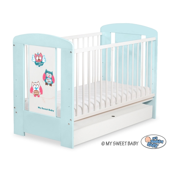 Lit pour Bébé avec Tiroir 120x60 cm Standard Hiboux