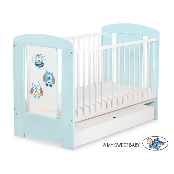 Lit pour Bébé avec Tiroir 120x60 cm Standard Hiboux