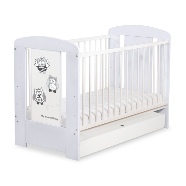 Lit pour Bébé avec Tiroir 120x60 cm Standard Hiboux