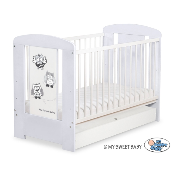 Lit pour Bébé avec Tiroir 120x60 cm Standard Hiboux