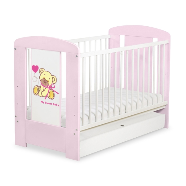 Lit pour Bébé avec Tiroir 120x60 cm Standard Rose Papillon