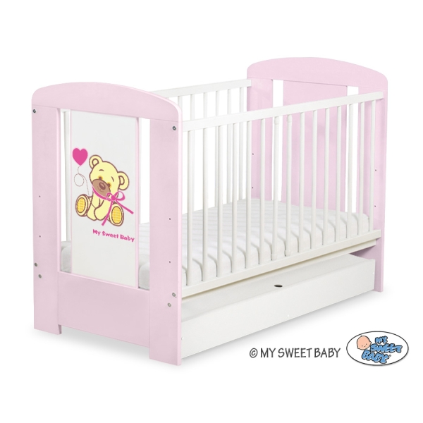 Lit pour Bébé avec Tiroir 120x60 cm Standard Rose Papillon
