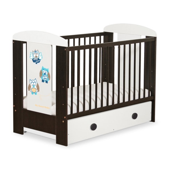 Lit pour Bébé avec Tiroir 120x60 Maxi Hiboux