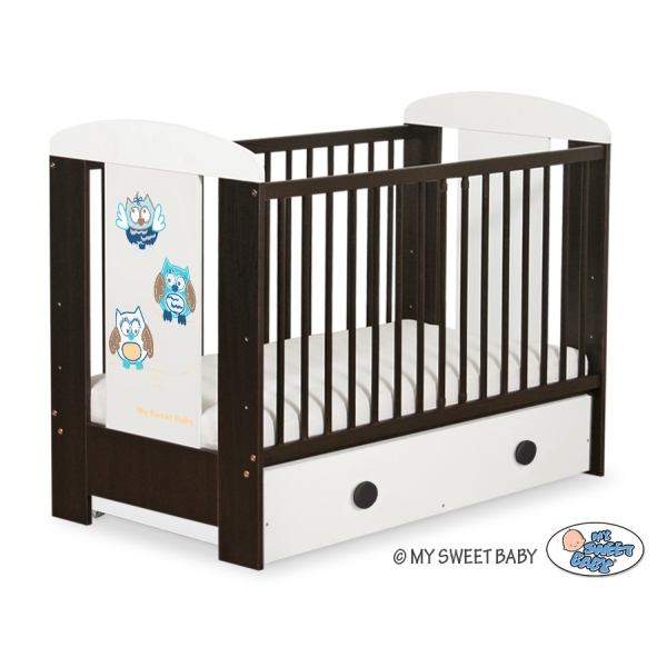 Lit pour Bébé avec Tiroir 120x60 Maxi Hiboux