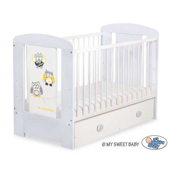 Lit pour Bébé avec Tiroir 120x60 Maxi Hiboux