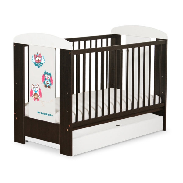 Lit pour Bébé avec Tiroir 120x60 Standard Hiboux